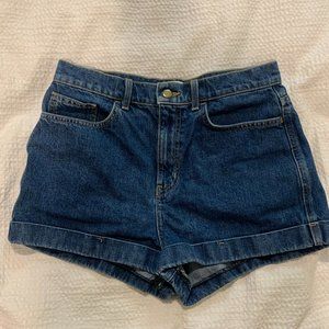 American Apparel High Rise Dark Wash Jean Shorts